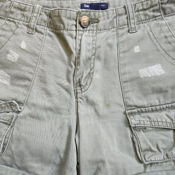 Gap Summer 2010 Olive Green Distressed Cargo Shorts Size 4 vintage 2000s y2k - Picture 16 of 16